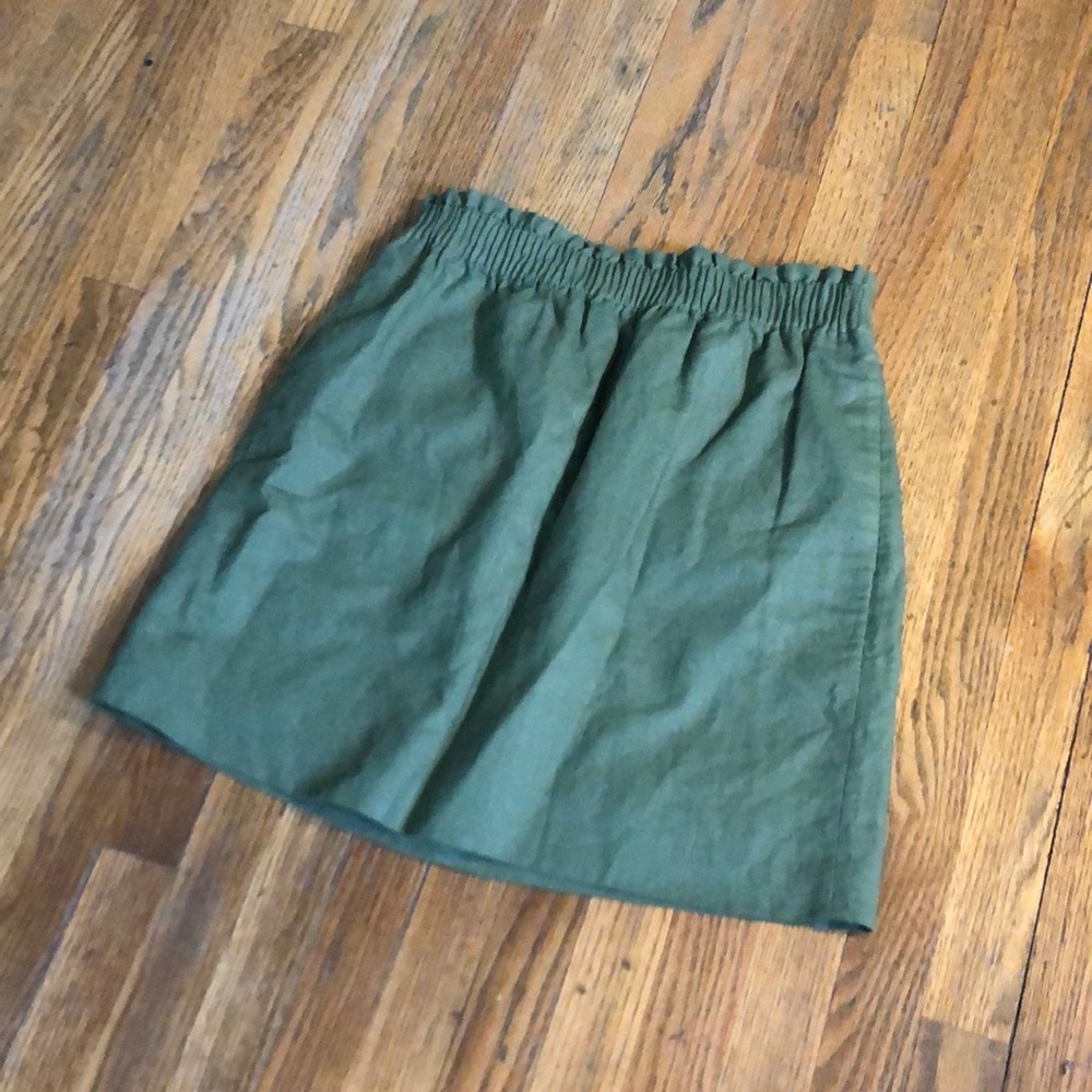 J. crew green cotton skirt linen pockets